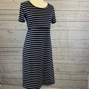 Nursing/Breastfeeding striped A-line midi dress